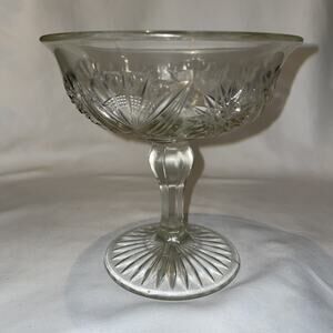 Vintage Cut Crystal Pinwheel Hobstar Starburst Sherbet Dessert Glass Compote